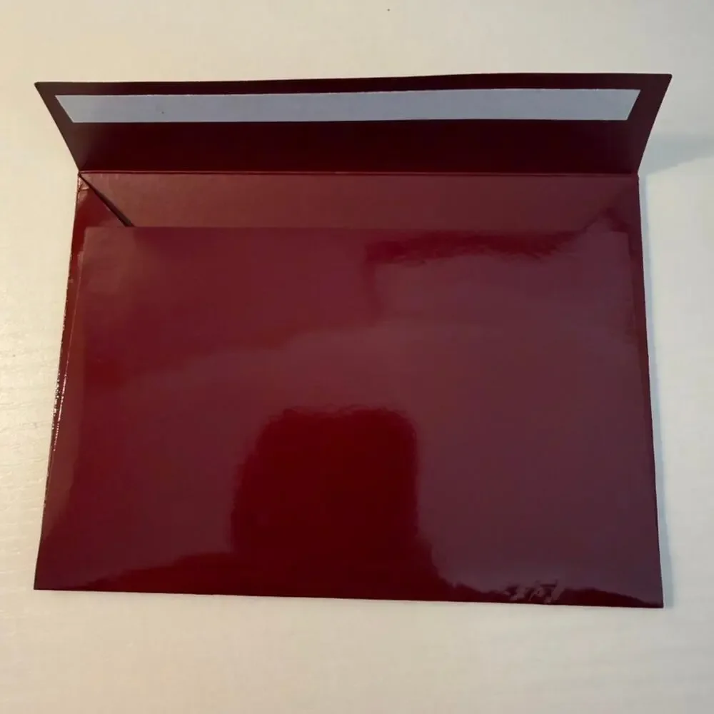 Gucci Burgundy Maroon Glossy Logo Envelope Receipt Holder Gift Packaging 6